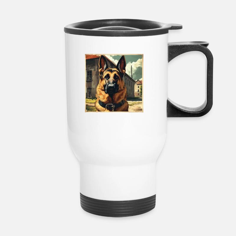 Schäferhund - Thermobecher mit Tragegriff - Weiß