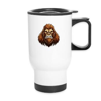 Wild angry Bigfoot Logo Motivationssport - Thermobecher mit Tragegriff - Weiß - Vorne