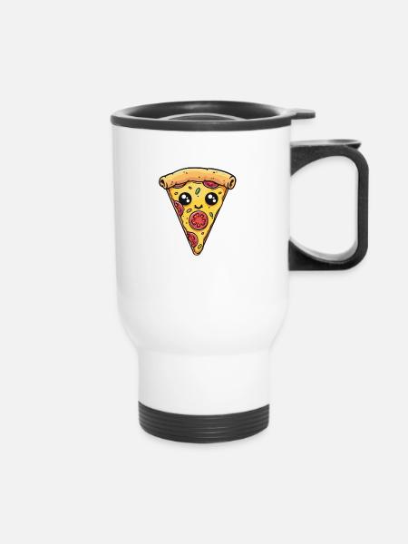 Pizzastück Pizzeria - Thermobecher mit Tragegriff - Weiß