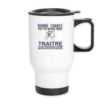 Nouvel emploi départ collègue travail bonne chance - Tasse isotherme avec poignée - blanc - Devant