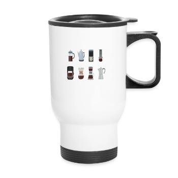Types of Coffee Makers Coffee Lovers - Tasse isotherme avec poignée - blanc - Devant