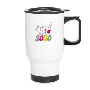 Année de naissance 2020 fleurs sauvages - Tasse isotherme avec poignée - blanc - Devant
