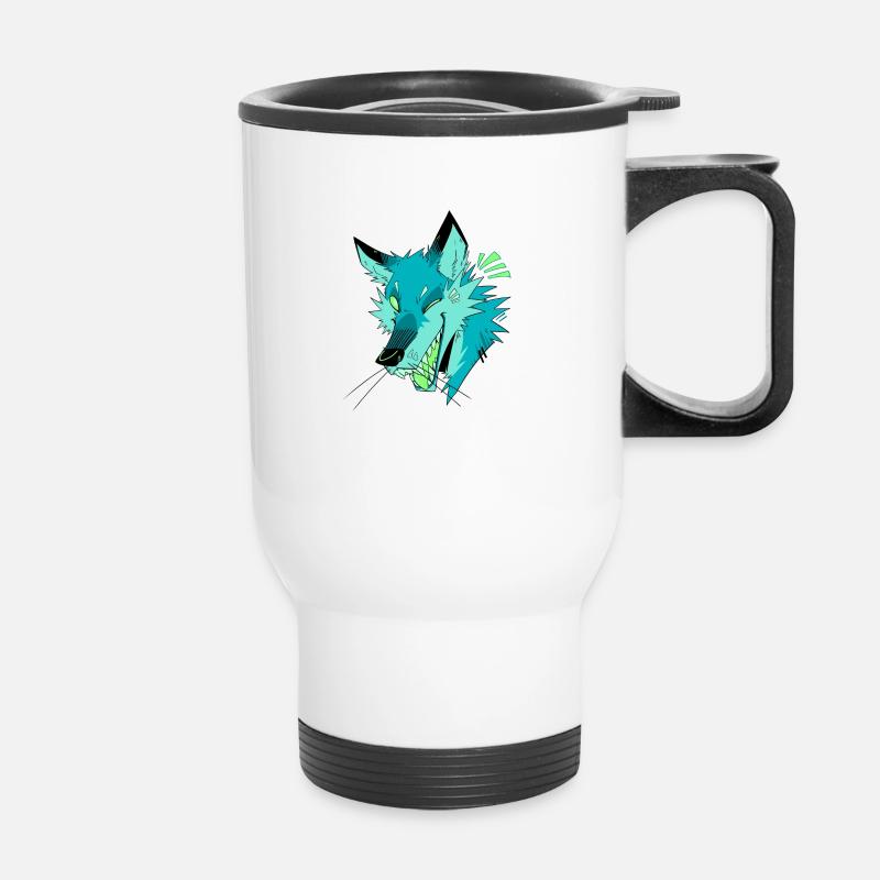 Fox Laughter - Teal - Thermal mug with handle - white