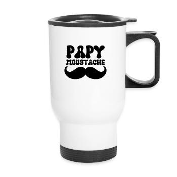 papy moustache - Tasse isotherme avec poignée - blanc - Devant