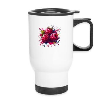 Framboises explosion de peinture - Tasse isotherme avec poignée - blanc - Devant