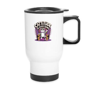 Cattitude is Everything - Thermal mug with handle - white - Front