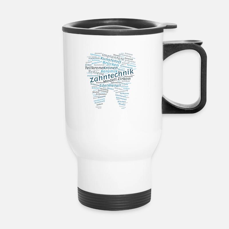 Zahntechnik Wordcloud blau - Thermobecher mit Tragegriff - Weiß