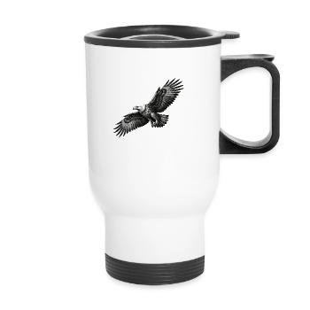 Le pygargue à queue blanche en vol - un symbole de liberté - Tasse isotherme avec poignée - blanc - Devant