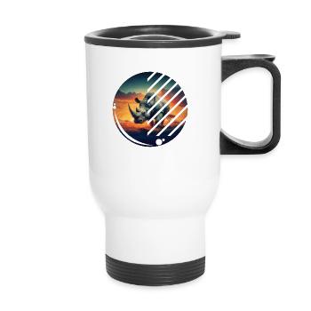 Geometric Rhino Sunset Scene - Thermal mug with handle - white - Front