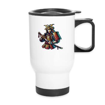 samouraï - Tasse isotherme avec poignée - blanc - Devant