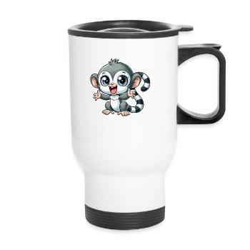 Ring-tailed lemur - Thermal mug with handle - white - Front