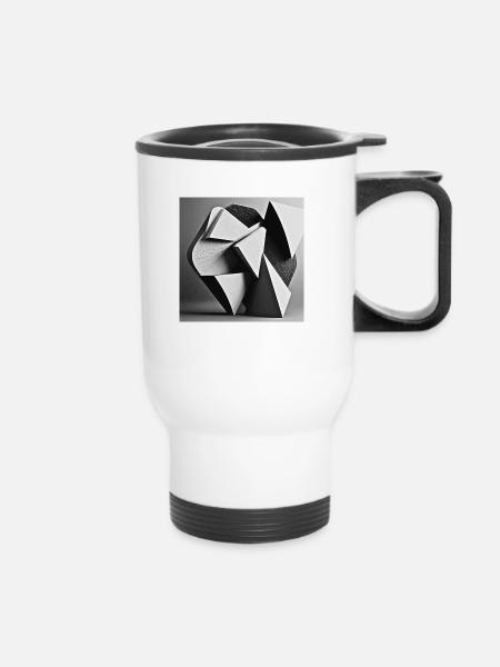 Abstract Elegance - Thermobecher mit Tragegriff - Weiß