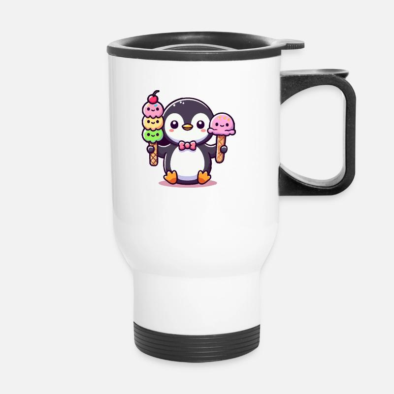 Penguin with cream - Thermal mug with handle - white