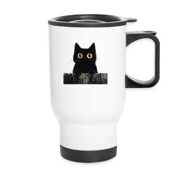 Feed Me Human, Cat lover shirt, Bags, Shirt, Tank - Thermal mug with handle - white - Front