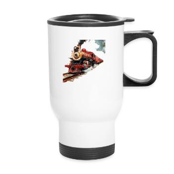 La fascination des locomotives à vapeur - Tasse isotherme avec poignée - blanc - Devant
