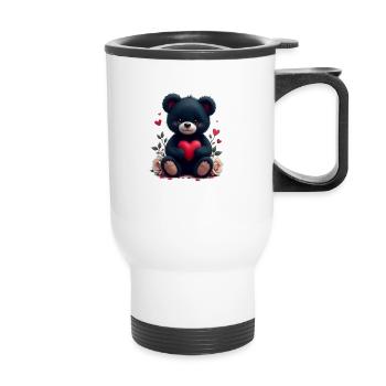 Black Teddy with Heart - Thermal mug with handle - white - Front