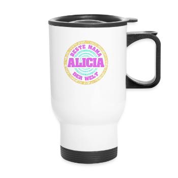 Geschenk für Alicia - Thermobecher mit Tragegriff - Weiß - Vorne