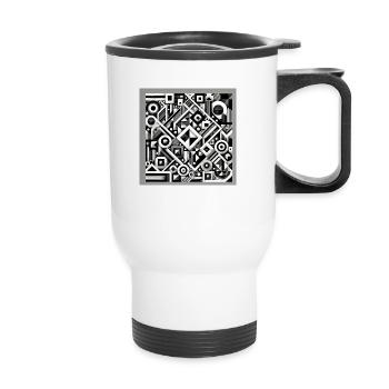 Black and white chaos - Thermal mug with handle - white - Front