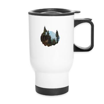 The Deer and the Black Forest - Thermal mug with handle - white - Front