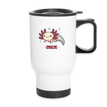 Evolve Axolotl – Süßes Motiv mit Message - Thermobecher mit Tragegriff - Weiß - Vorne