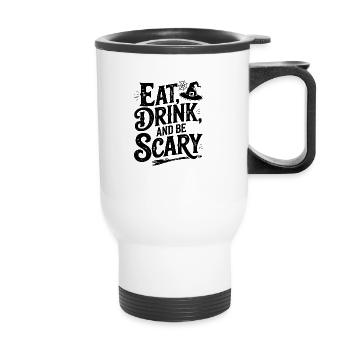 Eat, Drink And Be Scary - Thermal mug with handle - white - Front
