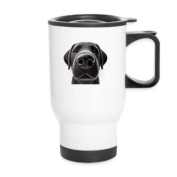 Tête de chien 7 noir - Tasse isotherme avec poignée - blanc - Devant