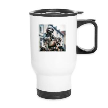 Faultier Wanderer Gentelmen Biker - Thermobecher mit Tragegriff - Weiß - Vorne