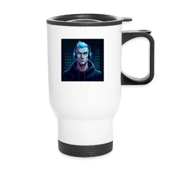 Blue Eyes Gamer with Headset! - Thermal mug with handle - white - Front