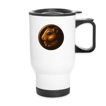 Hamster Tierkopf Design in Emblem - Thermobecher mit Tragegriff - Weiß - Vorne