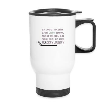 Hockey Cute Girl - Thermobecher mit Tragegriff - Weiß - Vorne