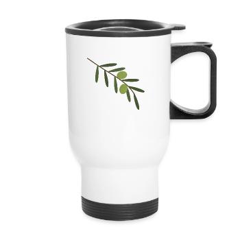 Olive Branch - Thermal mug with handle - white - Front