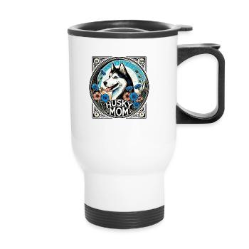 Husky Mom Vintage Style Dog Lover Design - Tasse isotherme avec poignée - blanc - Devant