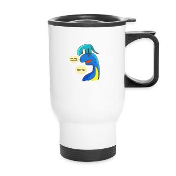 Atheist Dad Does God Exist? Not yet dinosaurs - Thermal mug with handle - white - Front