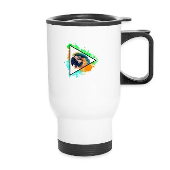 Perroquet, perroquet, oiseau, oiseau, aquarelle, aquarelles - Tasse isotherme avec poignée - blanc - Devant