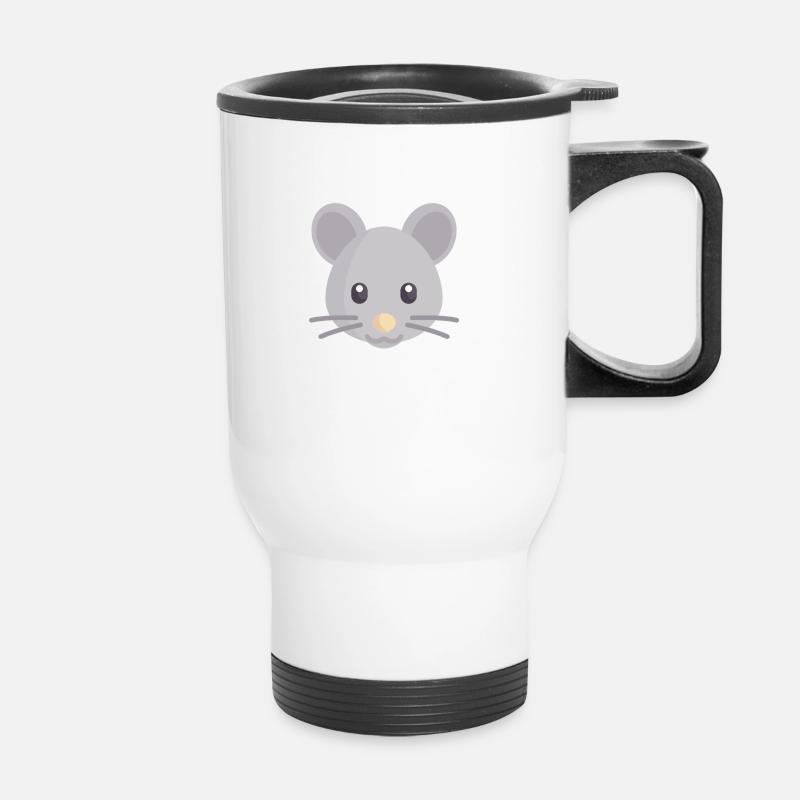 souris grise douce - Tasse isotherme avec poignée - blanc