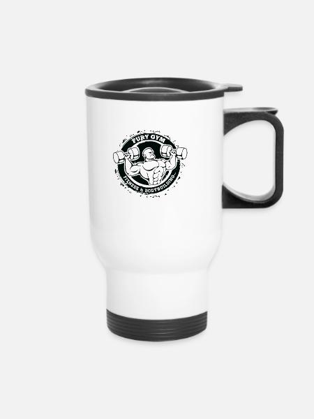 logo de musculation - Tasse isotherme avec poignée - blanc