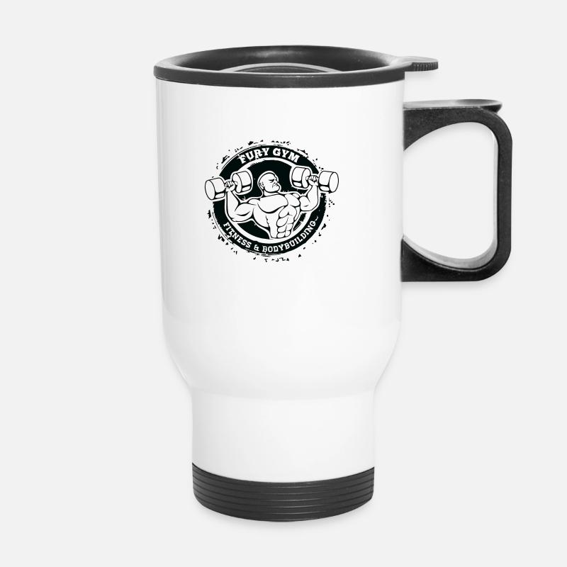 logo de musculation - Tasse isotherme avec poignée - blanc