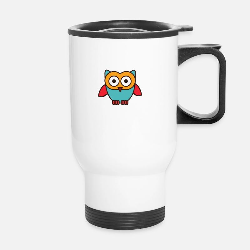 Eulen Design - Niedliche Eule - Thermobecher mit Tragegriff - Weiß