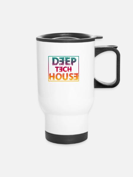 Deep tech house - Thermobecher mit Tragegriff - Weiß
