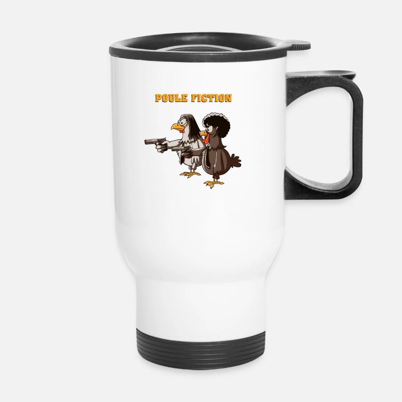 hen fiction - Thermal mug with handle - white