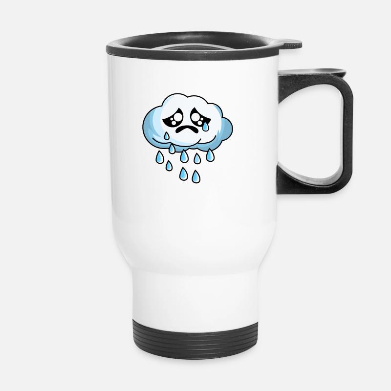Nuage triste avec pluie - Tasse isotherme avec poignée - blanc