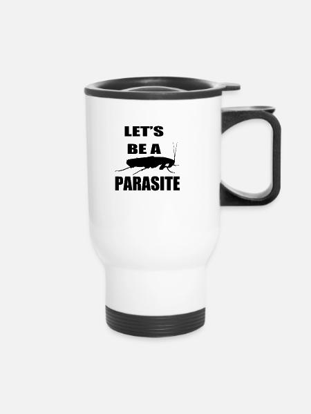 be a parasite - Thermobecher mit Tragegriff - Weiß