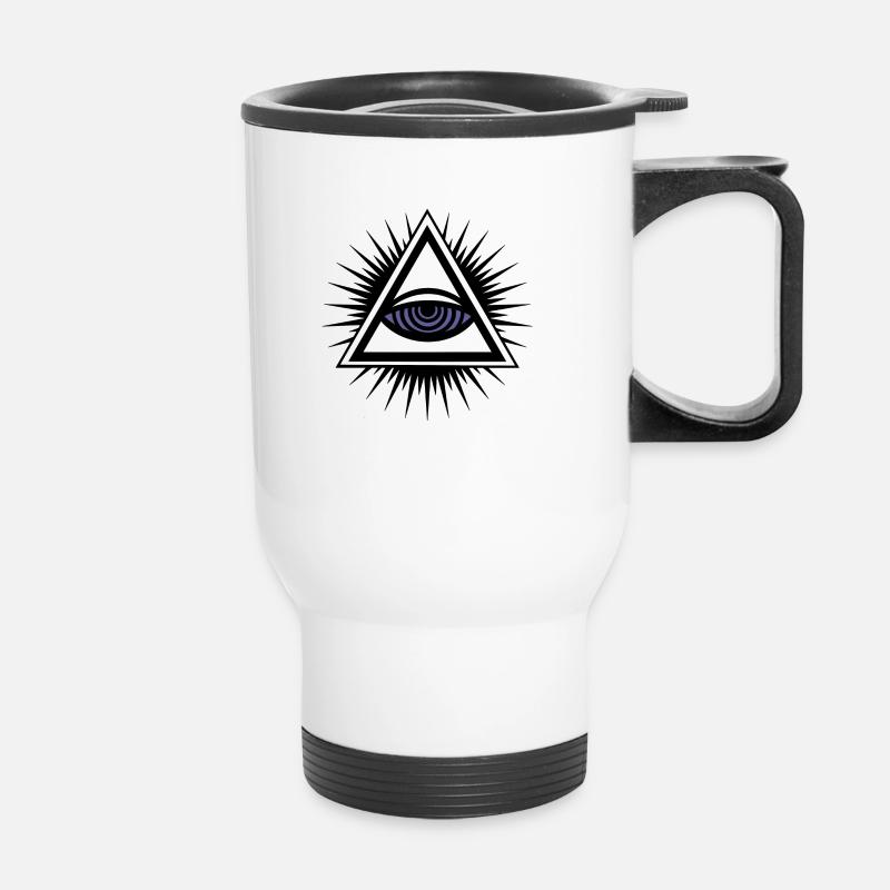 Illuminati Auge - Thermobecher mit Tragegriff - Weiß