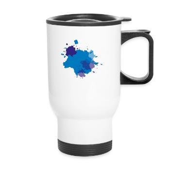 Splashes of color blue - Thermal mug with handle - white - Front