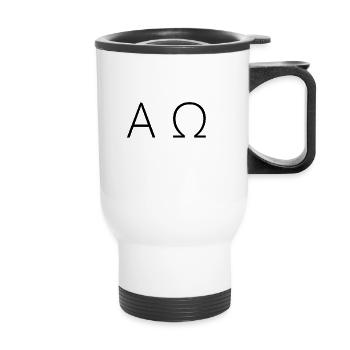 Alpha und Omega - Thermobecher mit Tragegriff - Weiß - Vorne