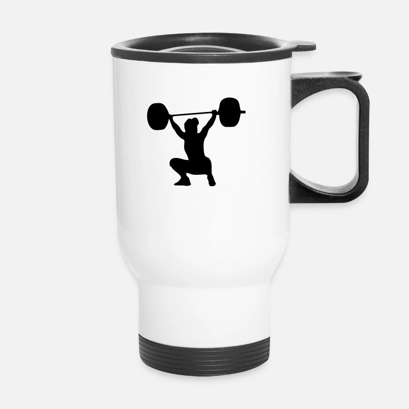 Weightlifter, weightlifting woman - Thermal mug with handle - white