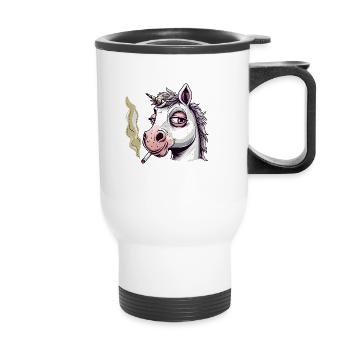 Unicorn Smoker Smoke Joint - Thermal mug with handle - white - Front