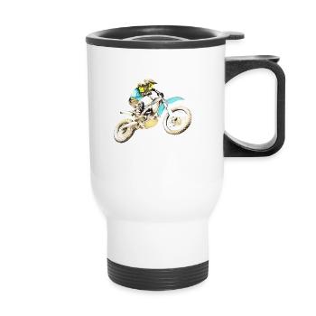 Motocross - Thermobecher mit Tragegriff - Weiß - Vorne