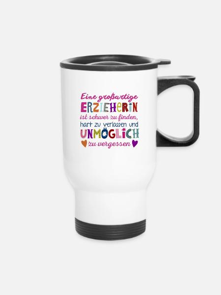 Eine großartige Erzieherin - Thermobecher mit Tragegriff - Weiß