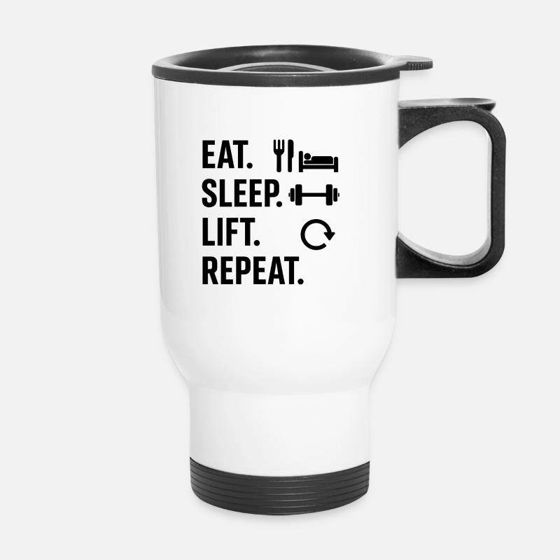 Manger dormir soulever répéter - Tasse isotherme avec poignée - blanc
